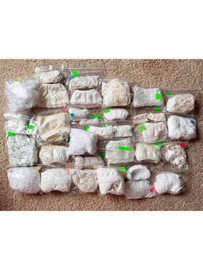 Large Vintage Lace Trim Lot White Crochet Fabric Bundle Sewing Craft Set